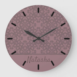 Grande Horloge Ronde Motif Rose Dusty personnalisé