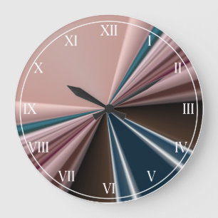 Grande Horloge Ronde Motif rose , mélange Turquoise 