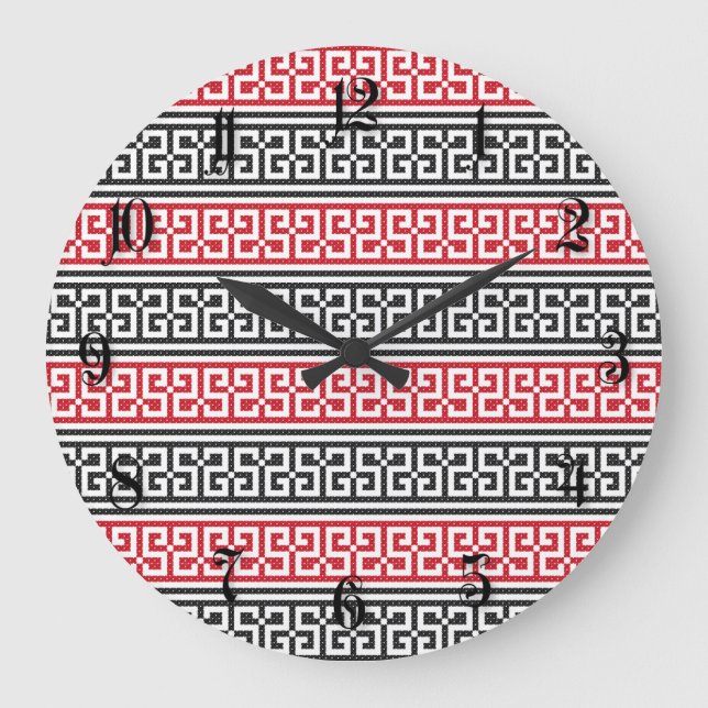 Grande Horloge Ronde Motif rouge et noir (Recto)