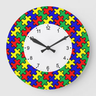 Grande Horloge Ronde Motif sans couture de puzzle-22675