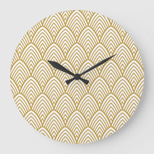 Grande Horloge Ronde Motif sans couture géométrique Art Déco.