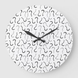Grande Horloge Ronde Motif sans fin point d'interrogation noir