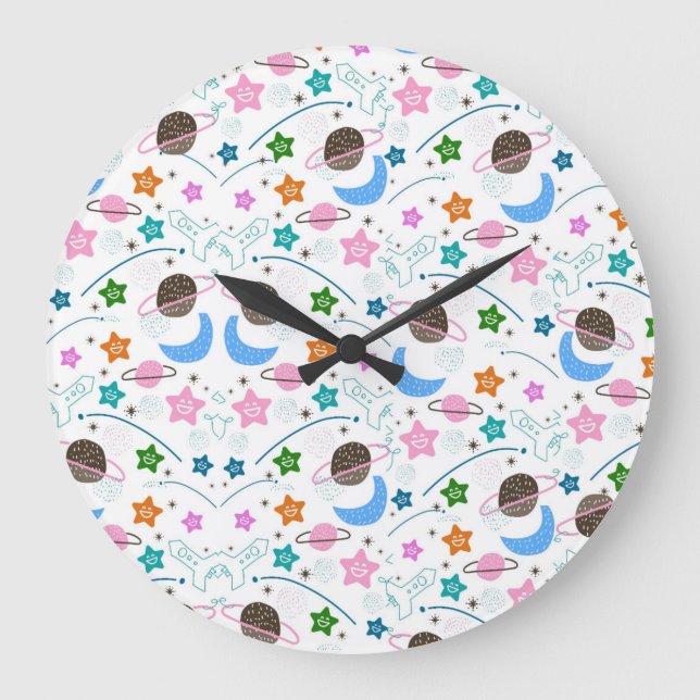 Grande Horloge Ronde Motif Space Doodle (Recto)