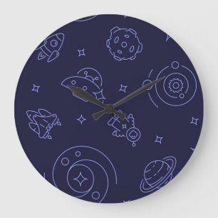 Grande Horloge Ronde Motif spatial