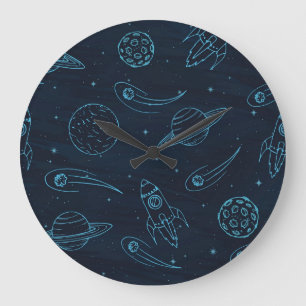 Grande Horloge Ronde Motif spatial