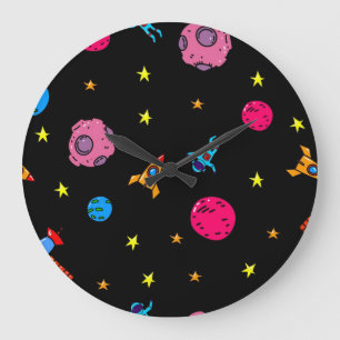 Grande Horloge Ronde Motif spatial