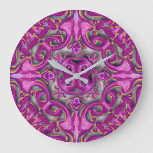 Grande Horloge Ronde Motif symétrique (comme les azulejos)