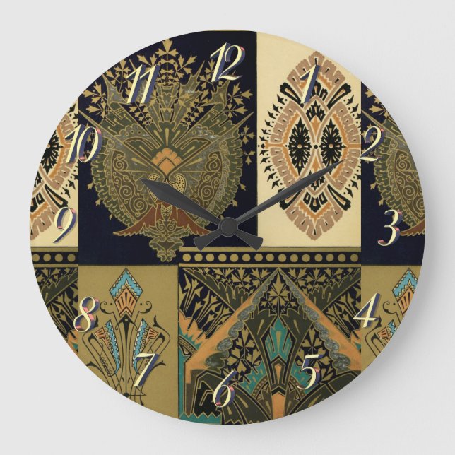 Grande Horloge Ronde Motif textile Art nouveau Christopher (Recto)