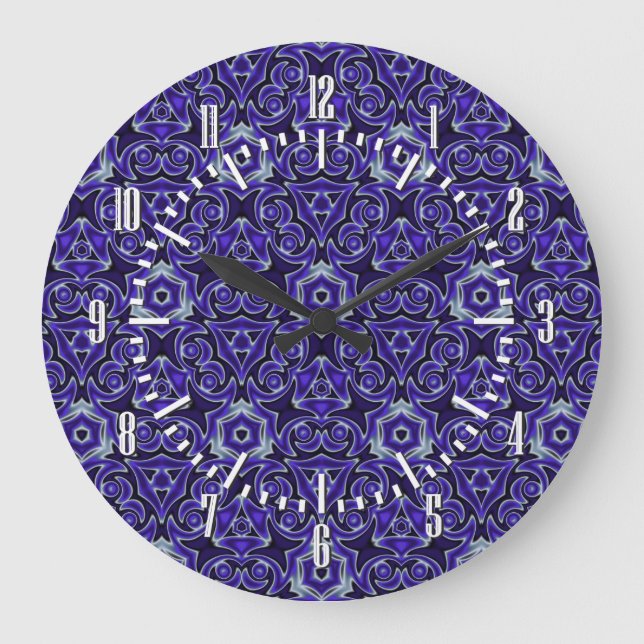Grande Horloge Ronde Motif textile marocain (Recto)