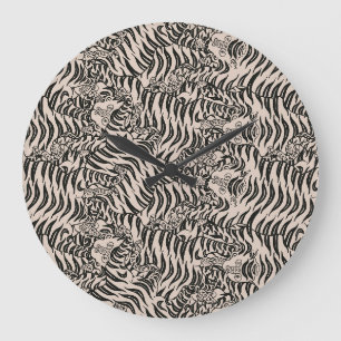 Grande Horloge Ronde Motif Tigre