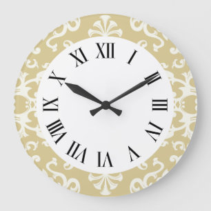 Grande Horloge Ronde Motif Vintage de Motif Flourdissant à Mur de Crè