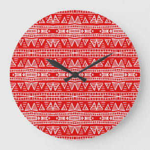 Grande Horloge Ronde Motifs tribaux ethniques Motif rayé