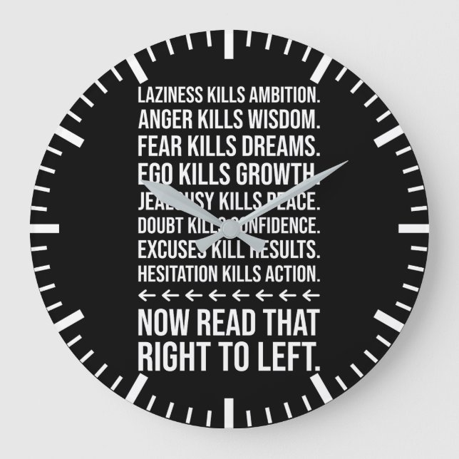 Grande Horloge Ronde Motivation De Succès, Gymnase, Hustle, Grind Inspi (Recto)