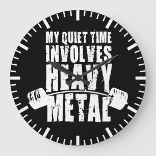Grande Horloge Ronde Motivation "Poids levant" - Métal lourd