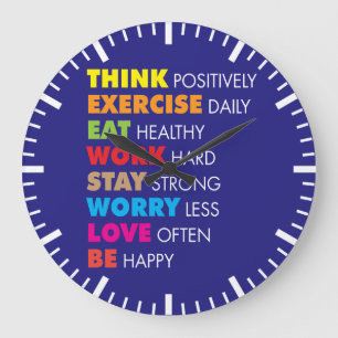 Grande Horloge Ronde Mots Inspirants - Motivation
