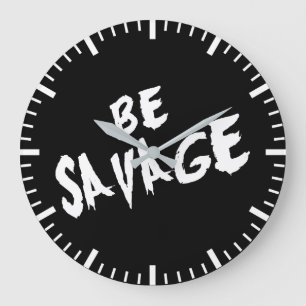 Grande Horloge Ronde Mots Inspirationnels - Soyez Sauvage - Gym Motivat