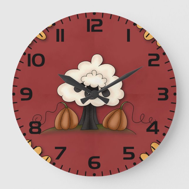Grande Horloge Ronde Moutons Et Fleurs (Recto)