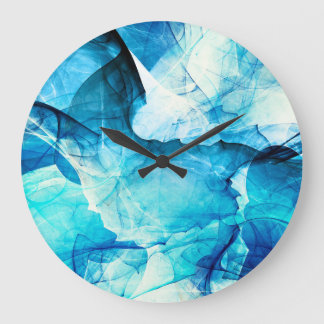 Grande Horloge Ronde mouvement bleu Abstrait : composition fractale.