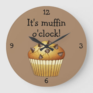 Grande Horloge Ronde Muffin à chips de choix sur Lar à café pâle (perso