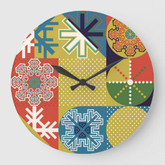 Grande Horloge Ronde Multicolor Géométrique : Arrière - plan local de f