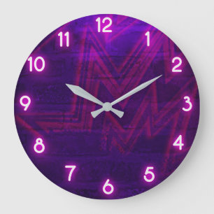Grande Horloge Ronde Mur de briques de lumière noire fausse violette él