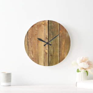 Grande Horloge Ronde Mur de grange, Bois, Planches en bois, Plaques, Ru