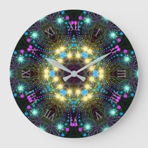 Grande Horloge Ronde Mur d'étincelle Inspo Star Cool Super