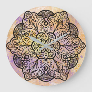 Grande Horloge Ronde Mur rond Mandala