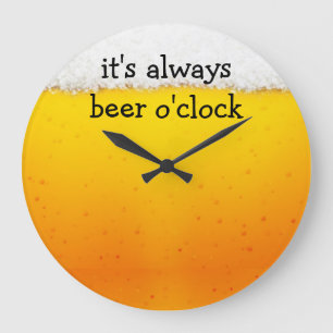 Grande Horloge Ronde Murs À Thèmes De Bière Amusant