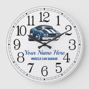 Grande Horloge Ronde Muscle Car Garage Large Clock