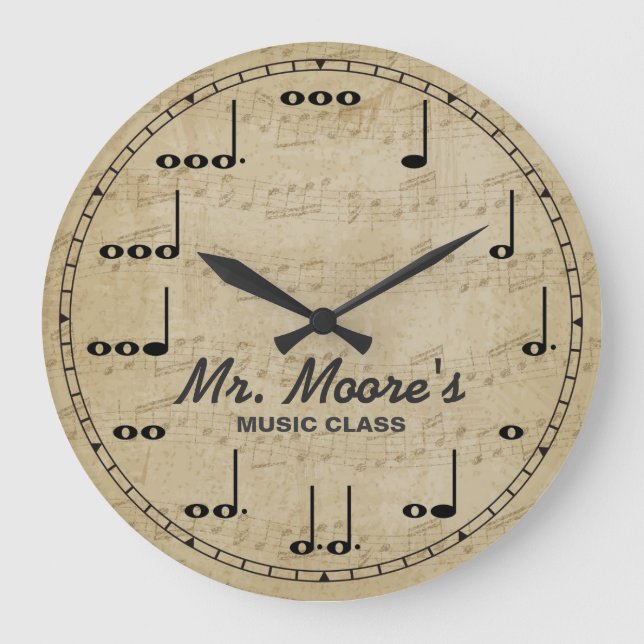 Grande Horloge Ronde Music Note Personnalizable Wall Clock (Recto)