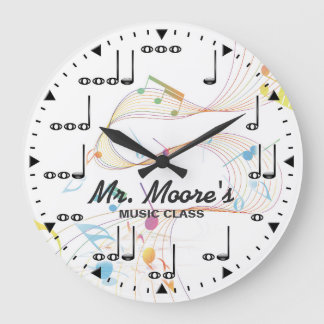Grande Horloge Ronde Music Note Personnalizable Wall Clock