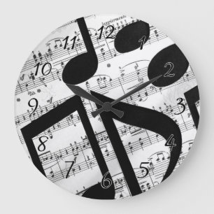 Grande Horloge Ronde Musique de feuille Artsy