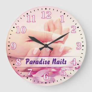 Grande Horloge Ronde Nail Salon Personalizable Wall Clock
