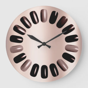 Grande Horloge Ronde Nails Studio Rose Black Nails Styliste Minimalisme
