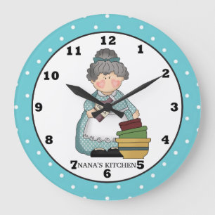 Grande Horloge Ronde Nana's Kitchen fun wall clock