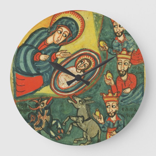 GRANDE HORLOGE RONDE NATIVITÉ CHRISTMAS PARCHMENT , ADORATION DE MAGI (Recto)