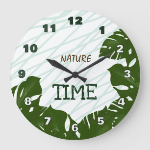 Grande Horloge Ronde Nature Time Vert Tropical