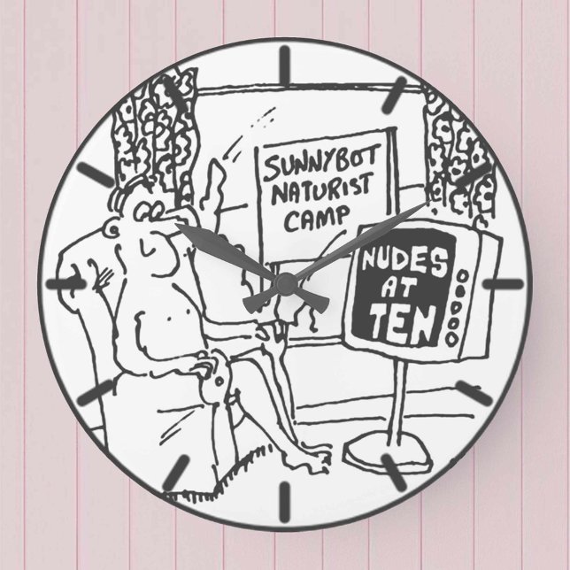 Grande Horloge Ronde Naturist regarde le dessin animé de la télévision. (Créateur téléchargé)