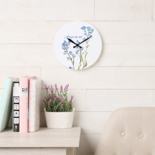 Grande Horloge Ronde Ne m'oubliez pas Fleur de jardin personnalisée à l