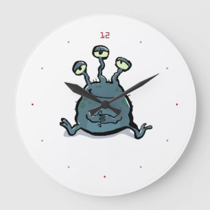 Grande Horloge Ronde ne paniquez pas (alien à trois yeux)