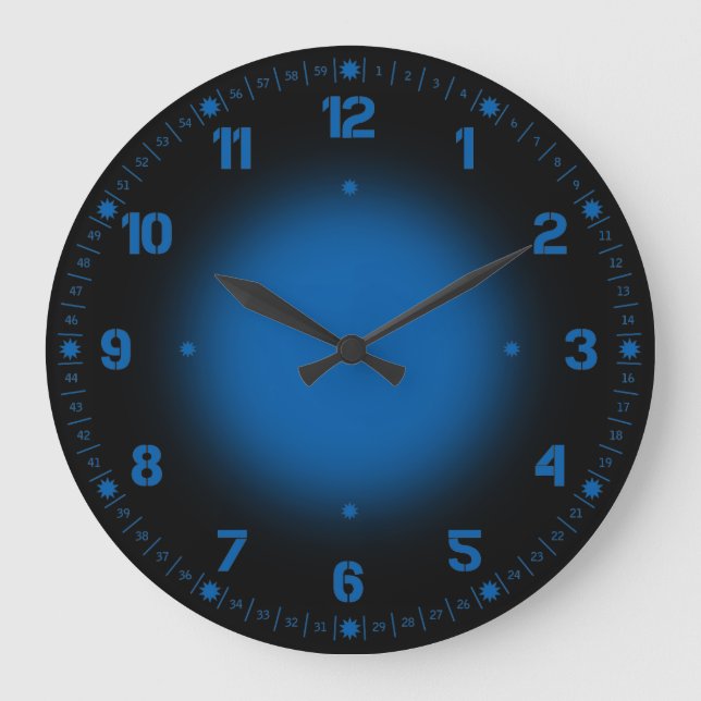 Grande Horloge Ronde Néon bleu (Recto)