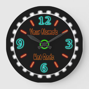 Grande Horloge Ronde Néon frais de Faux de roue (personnalisé)