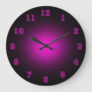 Grande Horloge Ronde Néon rose 10,75"