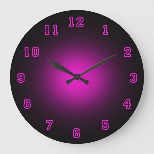 Grande Horloge Ronde Néon rose 10,75" (Recto)