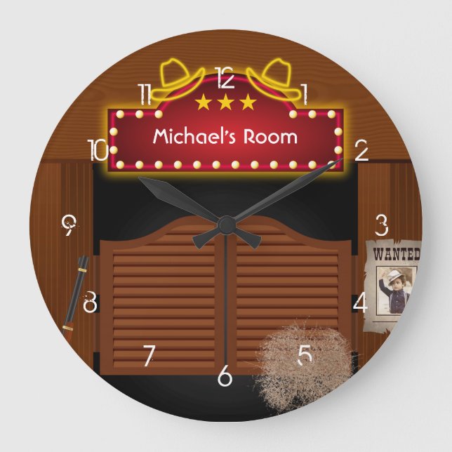 Grande Horloge Ronde Neon Wild West Cowboy (Recto)