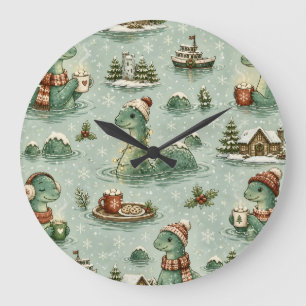 Grande Horloge Ronde Nessie de Noël Monstre du Loch Ness Confortable Cr