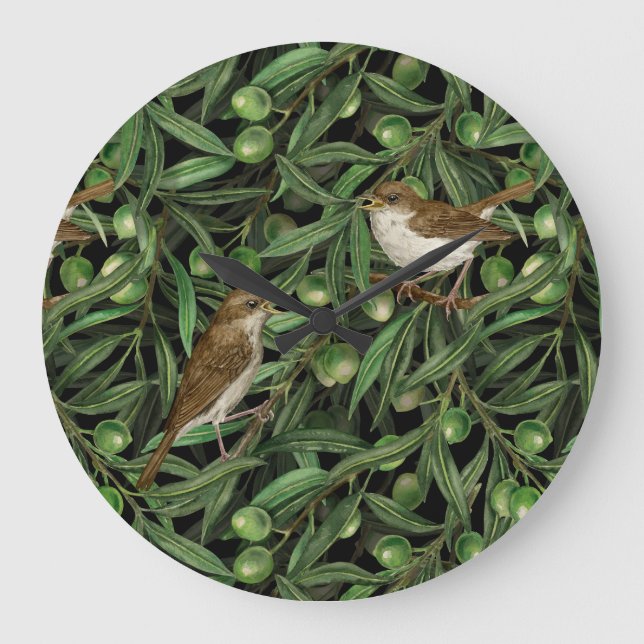 Grande Horloge Ronde Nightingales dans l'olivier 3 (Recto)