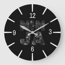 Grande Horloge Ronde Ninja Elegant Text Art