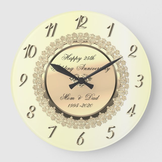 Grande Horloge Ronde Noces de diamant - 25ème anniversaire de mariage (Recto)